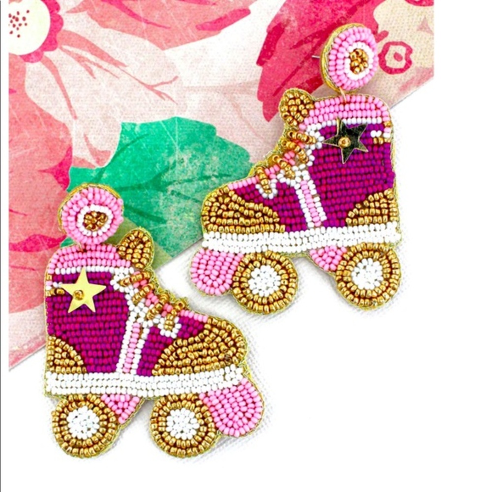 Roller Skates, Pink Earrings, Retro 🛼